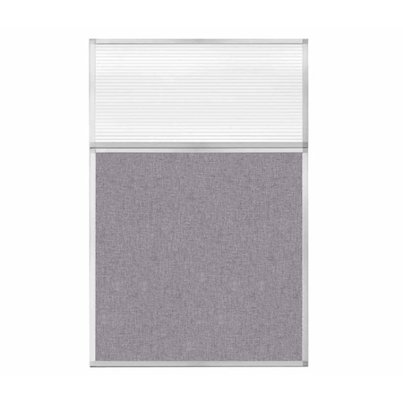 Versare Hush Panel Configurable Cubicle Partition 4' x 6' W/ Window Cloud Gray Fabric Clear Fluted Window 1850608-1